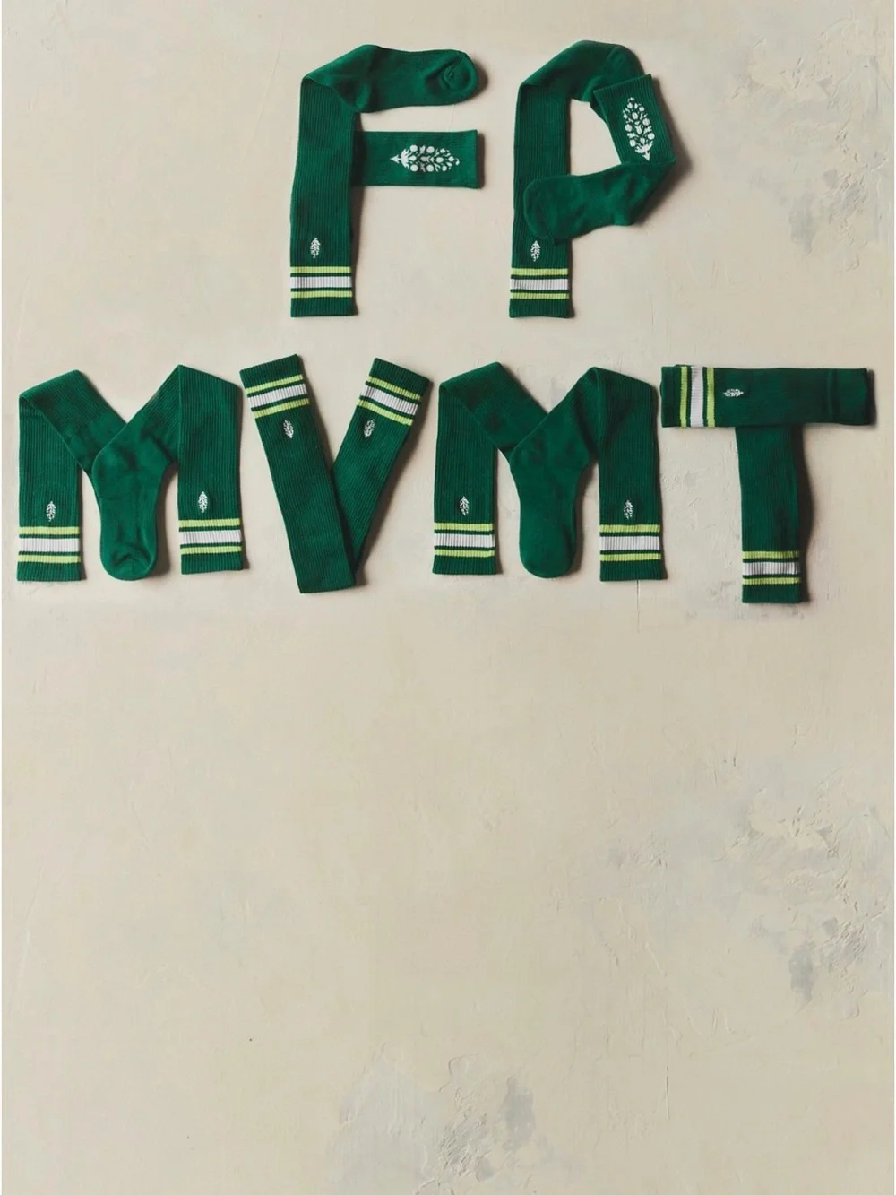 FP Movement Knee High Logo Stripe Socks (Heritage Green Combo - Size One Size, N